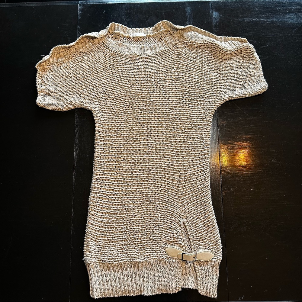 Vintage J.A.K Boho Small Made in USA Weaved Crochet Look Belt Cream Brown Tan